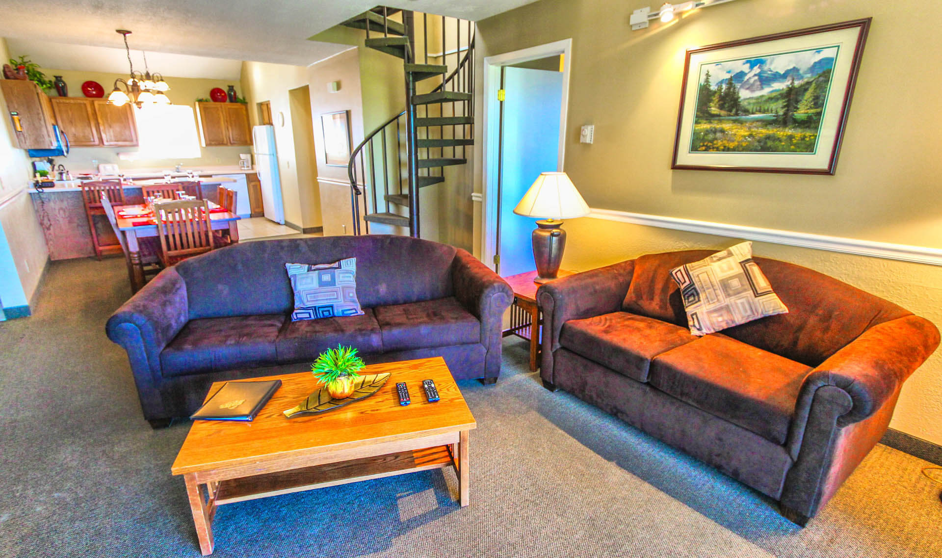 A spacious living room at VRI's Powder Ridge Village in Eden, Utah.